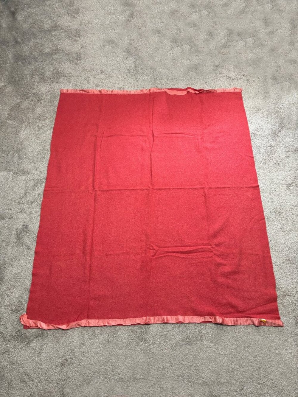 Vtg Golden Dawn JCPenney 100% Wool Blanket Salmon Pink 64x75 USA MCM Cottagecore